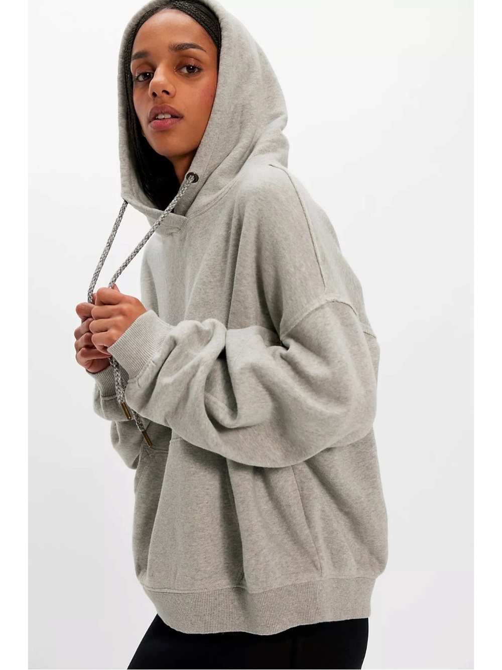 Free People Oversized Of A Feather Hoodie Sweatshirt Heather Gray Size Large NWT - Picture 10 of 13